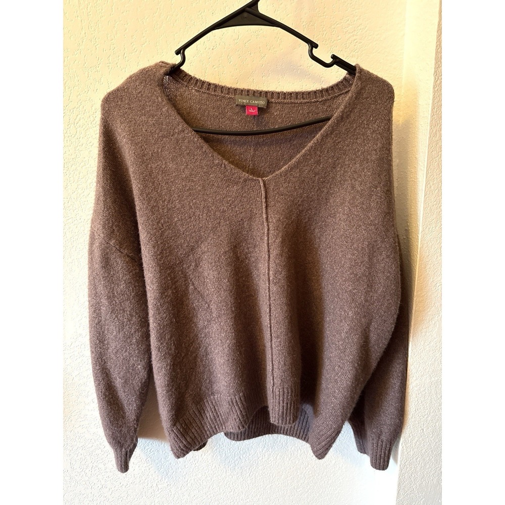 Vince Camuto Womens Large V Neck Sweater mauve